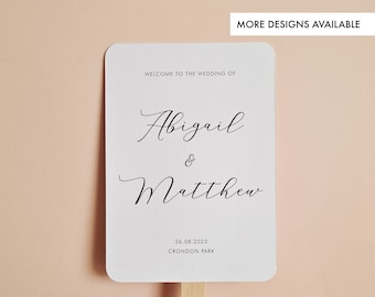 Personalized Wedding Paddle Fan: Order of The Day Cards