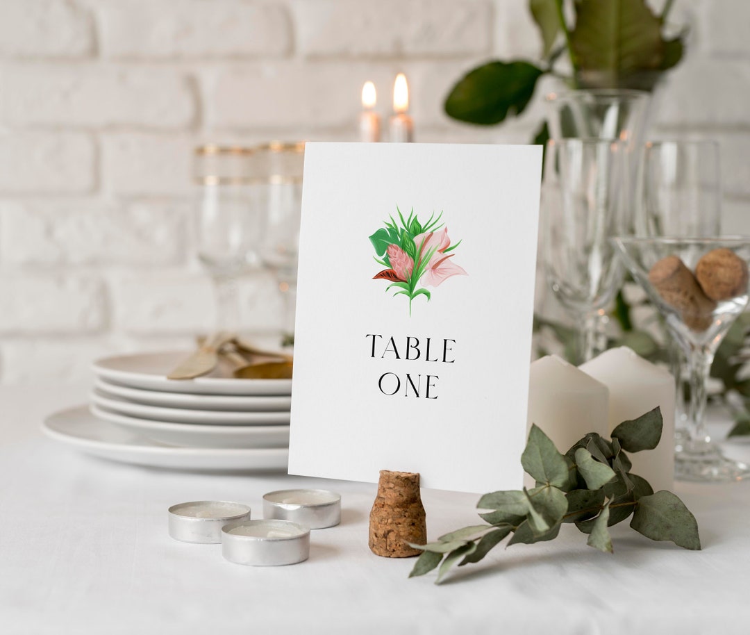 Monstera Table Numbers ISLA Table Number Signs | Wedding Table Signs | Floral Wedding Signs ...