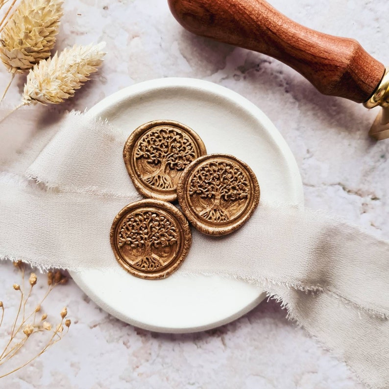 TREE OF LIFE Wax Seals self adhesive wax seals wedding wax seals floral wax seals pre made wax seals wedding invitations image 1