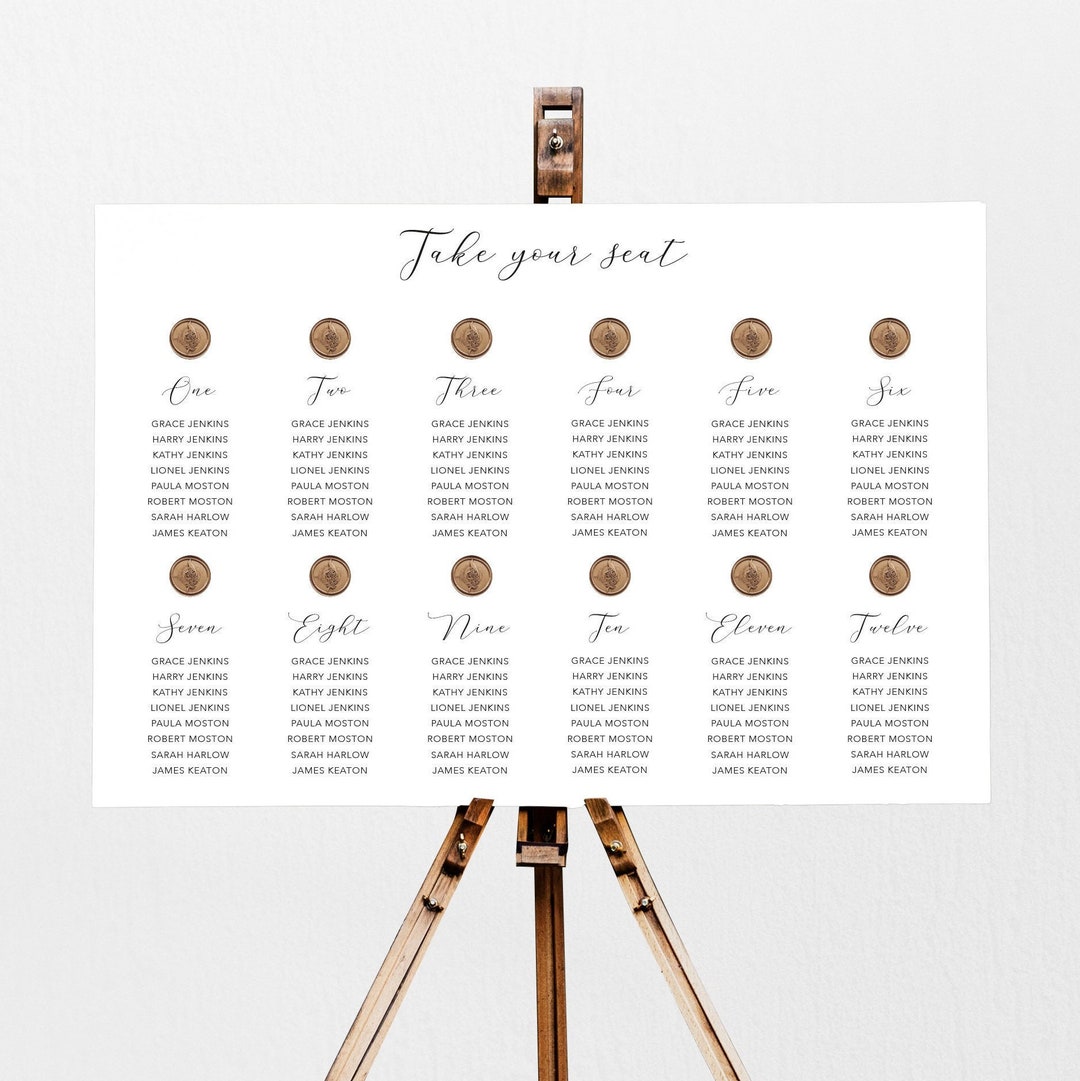 WAX SEAL Seating Chart Wedding Signage Wedding Seating Etsy