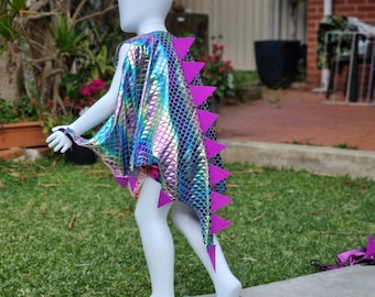 Children’s Pastel Rainbow dragon/ dinosaur  cape– Purple Spikes – Dress Up Costume – Pretend Play, gifts, parties, imaginary play.