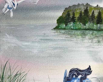 Acuarela original de Lugia y Suicune