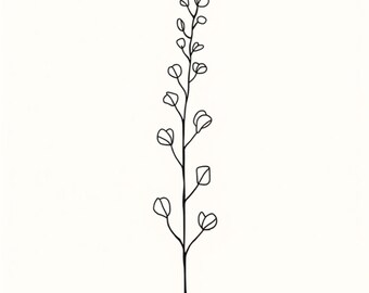 Eucalyptus Branch Line Art Printable | Minimalist Botanical Print | Modern Line Drawing Digital Download