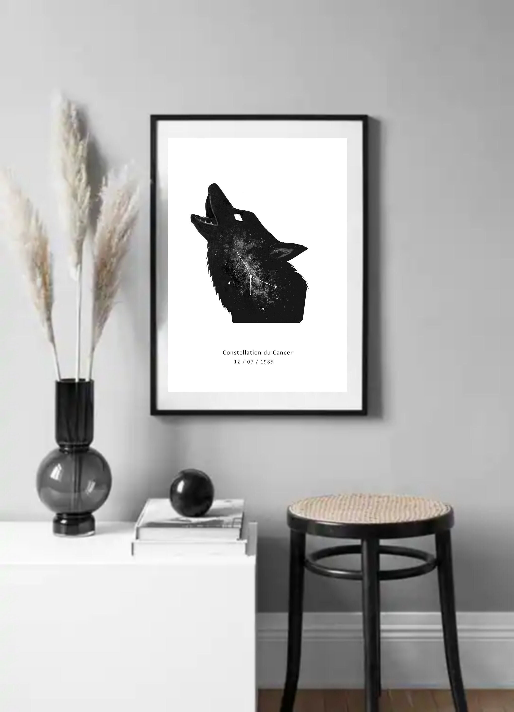 Loup Animal Totem - Constellation Du Zodiaque Au Choix