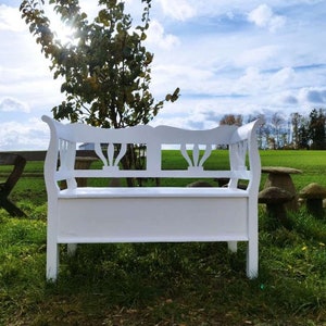 BNK201 Vintage bench, chest bench, garden bench, kitchen bench, country house style, farmhouse furniture, vintage furniture, farmhouse style, shabby chic white furniture