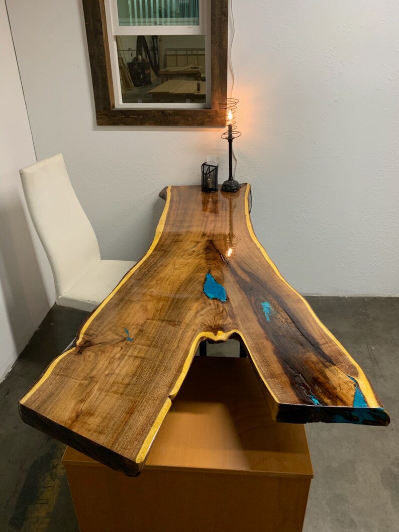 Live Edge EpOxy Table Mesquite SlaB Etsy
