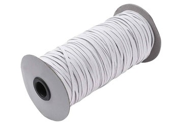 Quality white elastic 1/8 inch width flat band - FREE Shipping!