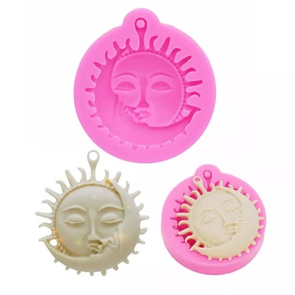 Sun and Moon Kiss shaped silicone mold to use with resin, chocolate, and much more! Keychain, Earrings. FAST SHIPPING!