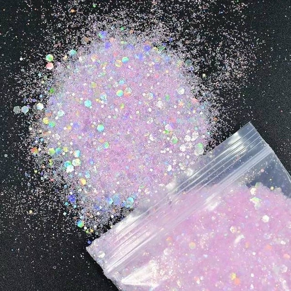 Pastel Pink Holographic Chunky Glitter Poly Glitter for any crafts! FAST SHIPPING!!