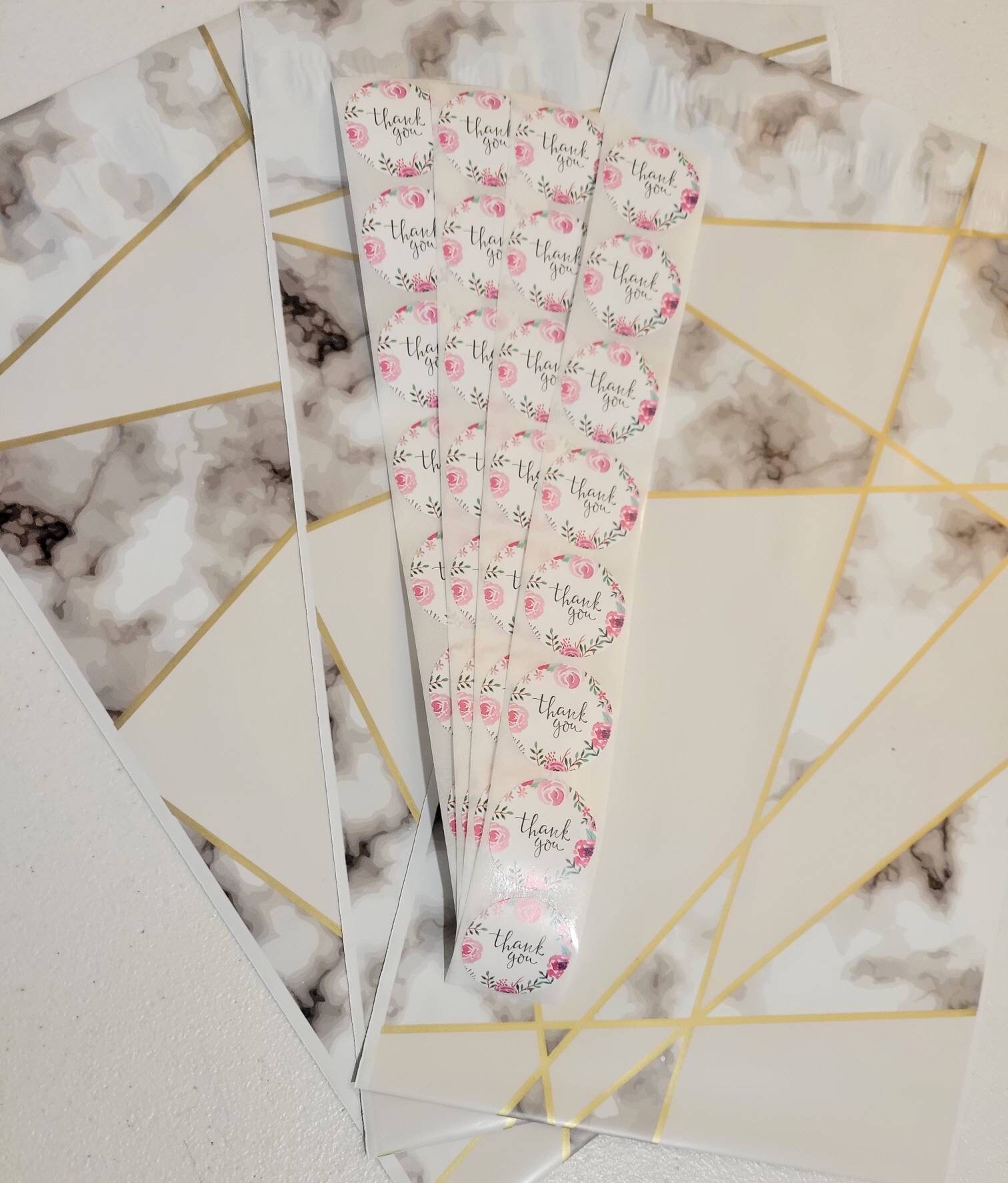 Thank You Pink Floral Stickers Sets of 100 Stickers and 500 - 1" Inch ...