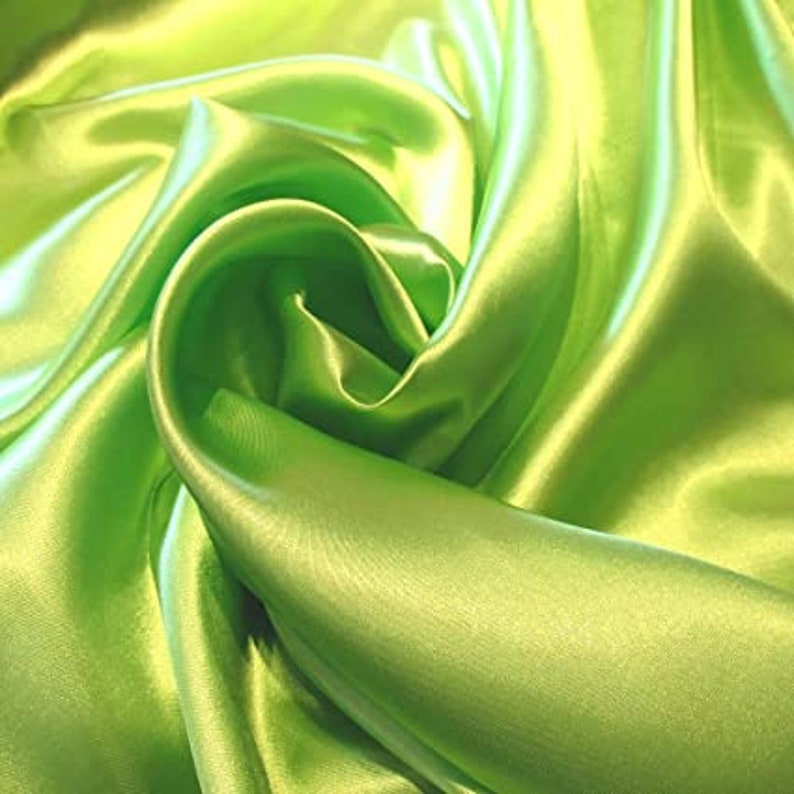 Fabric FAST SHIPPING! Lime Green Satin Fabric Thick Fabric by the yard
