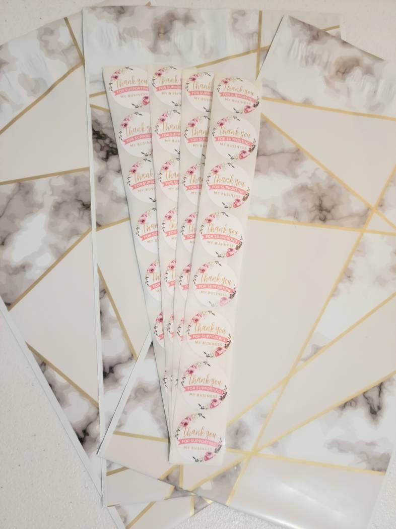 Thank You for Supporting My Small Business Stickers in Gold and Pink ...
