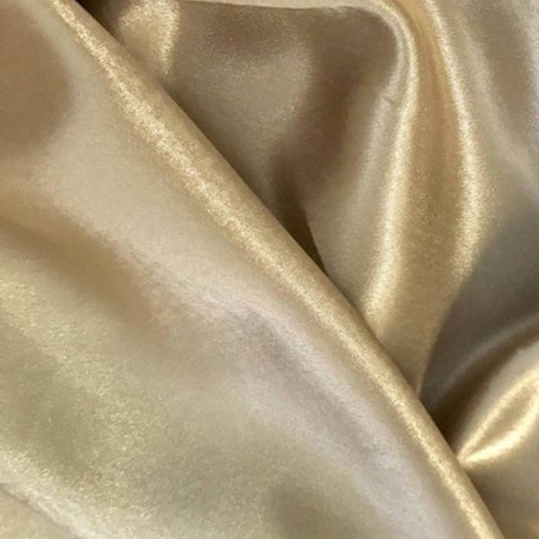 Champagne Satin Crepe Off White Fabric (Soft & easy to work with) by the yard, half yard , fat quarter , quarter yard  FAST SHIPPING!