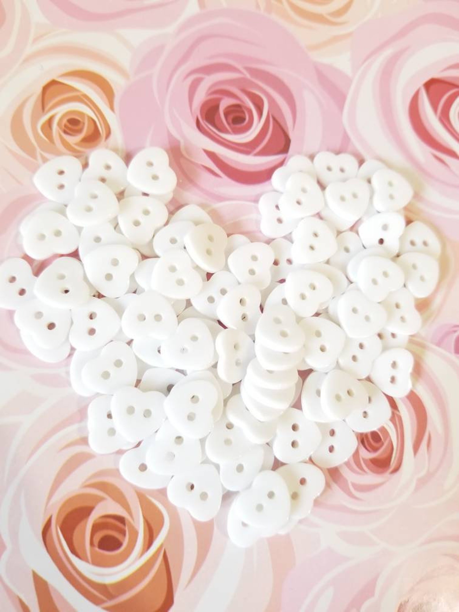 White Heart Shaped Buttons Made of Quality Plastic 12mm Wide L Etsy