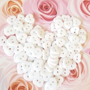 White Heart Shaped Buttons Made of quality plastic 12mm wide  l Heart Buttons l White Buttons l