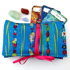 Piume Tarot Card Wrap e Reading Cloth, Boho Oracle Pouch, Crystal Bag, Charms Pouch and Cloth, Rune Bag e Casting Cloth