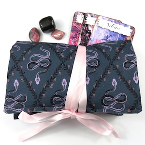 Schlangen Tarot Wrap und Lesetuch, Tier Orakel Beutel, Kristalltasche, Charms Beutel, Runentasche, Mala Perlenbeutel