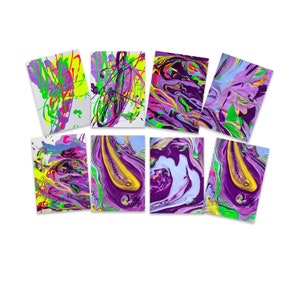 Set di cartoline formato A6 riproduzione tecnica mista vernice fluida versare set 002