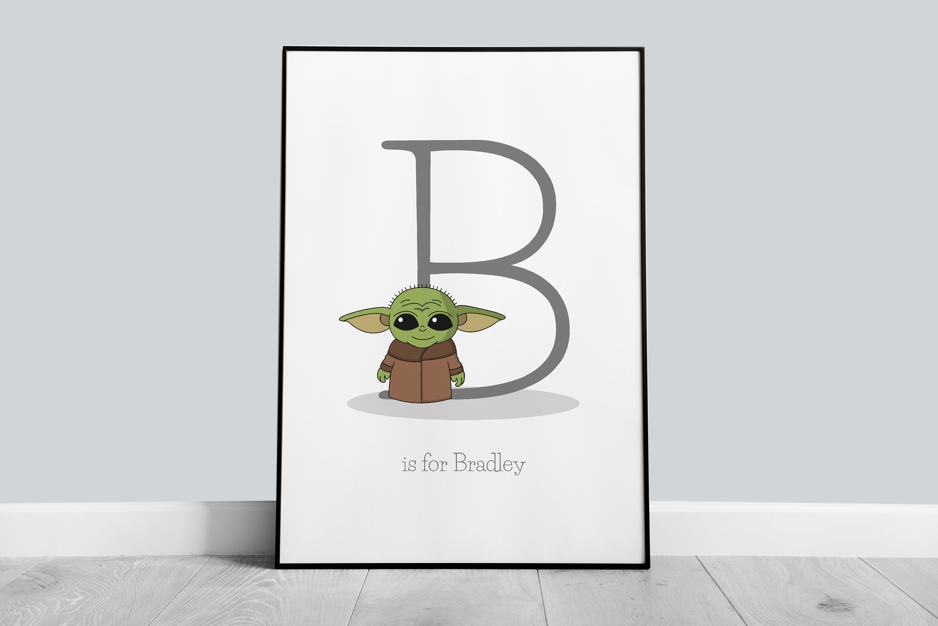 Baby Yoda Initial Initial Print Nursery Print Bedroom Etsy UK
