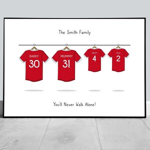Familie Fußball-Shirt Druck, personalisierte Fußball-Shirt Druck, Familien Druck, Schlafzimmer Druck, Fußball Druck Bild 3