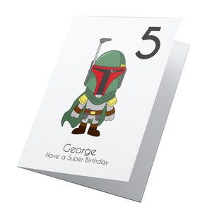 Boba Fett personnalisé carte d'anniversaire Star Wars, carte d'anniversaire garçons carte d'anniversaire Star Wars, carte personnalisée, carte d'anniversaire Boba Fett