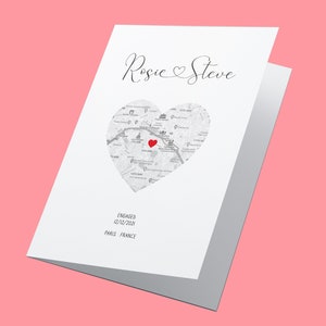Carte de fiançailles personnalisée, carte de fiançailles, cadeau de fiançailles, cadeau pour engagement, carte de lieu d’engagement, carte souvenir d’engagement