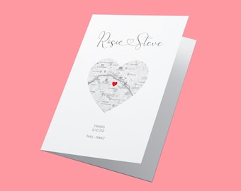 Gepersonaliseerde verlovingskaart, verlovingskaart, verlovingscadeau, cadeau voor verloving, locatiekaart verloving, aandenken verlovingskaart