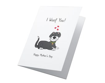 I Woof You! Personalised Mothers Day Card, Dog Mum Card, Card For Doggy Mum, Mothers Day, Mothers Day From Dog, Dog Lover