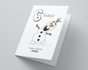Disney Frozen Gepersonaliseerde Olaf Verjaardagskaart, Gepersonaliseerde kaart, Disney-kaart, bevroren kaart, kaart voor dochter, kaart voor zoon, kinderkaart