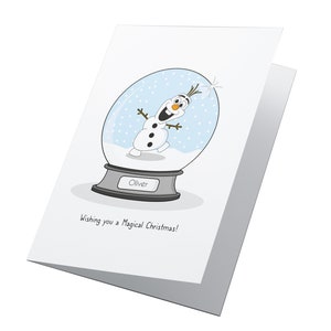 Olaf Frozen Snow Globe! Cartão de Natal personalizado, Disney Frozen Christmas, Feliz Natal, Cartão de Natal infantil, Cartão de Natal