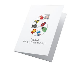 Cartão de aniversário de super-herói personalizado, cartão de aniversário de meninos, cartão de aniversário de meninas, cartão de super-herói de menino, cartão personalizado, cartão de super-herói de menina