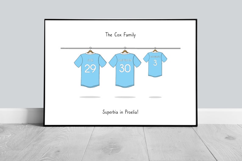 Familie Fußball-Shirt Druck, personalisierte Fußball-Shirt Druck, Familien Druck, Schlafzimmer Druck, Fußball Druck Bild 2