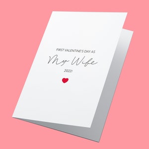 Eerste Valentijnsdag als mijn vrouw! Gepersonaliseerde valentijnskaart nieuw stel, valentijnskaart vrouw, kaart vrouw