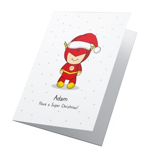 Carte de Noël super-héros personnalisée, Noël super-héros, joyeux Noël, carte de Noël pour enfants, carte de Noël DC Comics