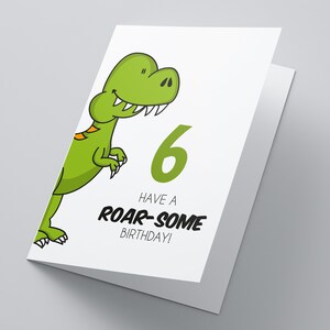 Dinosaur T-Rex tarjeta de cumpleaños personalizada, tarjeta de cumpleaños de los niños, tarjeta de dinosaurio, tarjeta personalizada, tarjeta para el hijo, tarjeta para la hija
