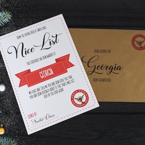 Certificato personalizzato per la lista dei buoni di Natale, stampa della carta, lista dei buoni di Natale personalizzata, certificato della lista dei buoni di Natale, lista dei buoni di Babbo Natale
