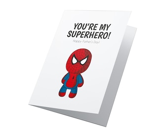 Superhero Dad! Personalised Fathers Day Card, Happy Fathers Day, Funny Fathers Day, Stepdad Card, Spiderman Fathers Day Card, Supehero Dad