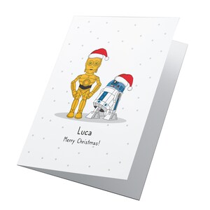 C3PO & R2D2! Personalisierte Weihnachtskarte, Star Wars Weihnachten, Frohe Weihnachten, Kinder Weihnachtskarte, Merry Xmas