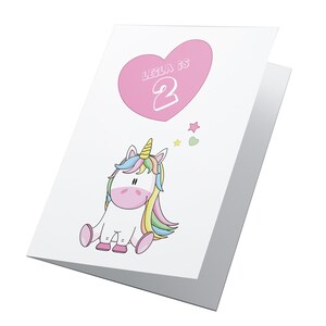 Tarjeta de cumpleaños Unicorn Age in Heart, Tarjeta de cumpleaños para niñas, Tarjeta Unicornio, Tarjeta personalizada, Tarjeta para hija, Tarjeta para niños