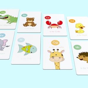 Tier ABC Bildkarten, Alphabet Bildkarten, Lerne das Alphabet, Lernkarten, A-Z Karten, Tier Lernkarten, Kleine Lerner