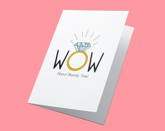 WOW Sobre el tiempo! Tarjeta de compromiso personalizada, tarjeta de felicitación, tarjeta de compromiso divertida, pareja feliz, tarjeta de amor, tarjeta de compromiso divertida