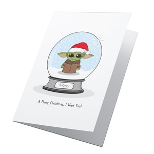 ¡Bola de nieve de Baby Yoda! Tarjeta navideña personalizada, Star Wars Christmas, Merry Christmas, Tarjeta navideña para niños, Merry Xmas, Tarjeta navideña
