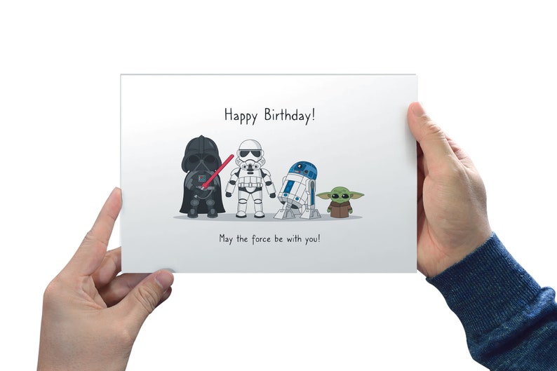 Personligt Star Wars-födelsedagskort, Baby Yoda, Stormtrooper, Darth Vader, Boba Fett, Personligt kort, Star Wars-födelsedagskort bild 3