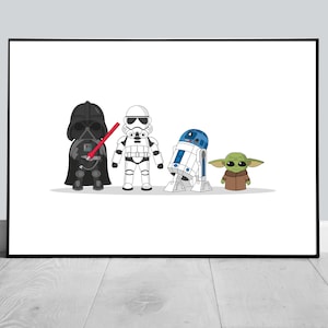 Star Wars Print, Darth Vader, Storm Trooper, Baby Yoda Bedroom Prints, Boys Room, Girls Room, Playroom Print, Cute Nursery Print,