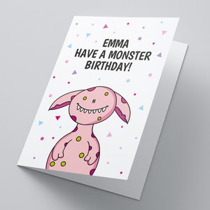 Monster Geburtstag personalisierte Karte, Geburtstagskarte, Jungen Geburtstagskarte, Mädchen Geburtstagskarte, Monsterkarte, Enkelkarte, kleine Monster