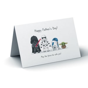 Carte de fête des pères personnalisée Star Wars, Baby Yoda, Storm Trooper, Dark Vador, Carte de la fête des pères Star Wars