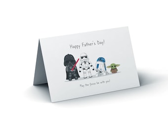 Star Wars Personalised Fathers Day Card, Baby Yoda, Storm Trooper, Darth Vader, Star Wars Father's Day Card
