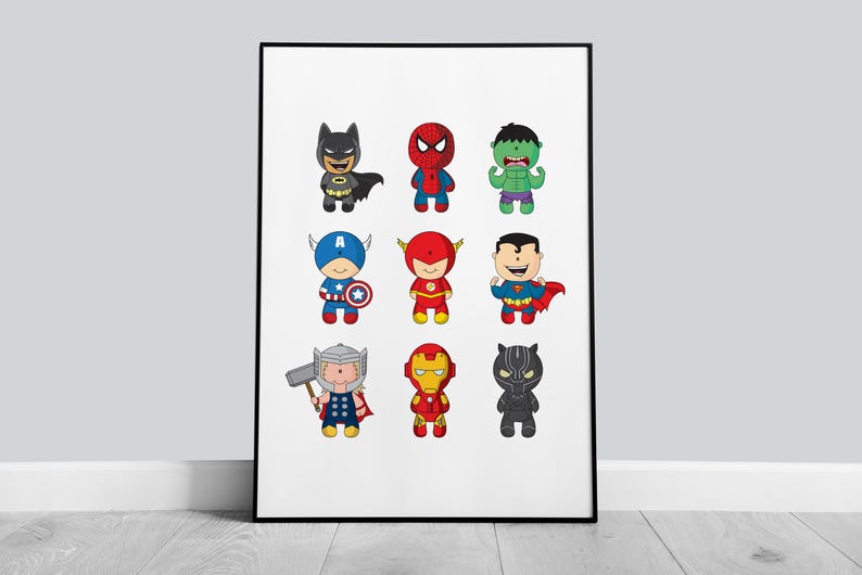Superhero Print, Superhero Bedroom Art, Superhero Decor, Superhero Girls Bedroom, Superhero Boys Bedroom, NurseryPrint, Boys Bedroom Print, girls Bedroom Print, Batman Bedroom, Spiderman Bedroom, Iron Man Bedroom, Superhero bedroom design