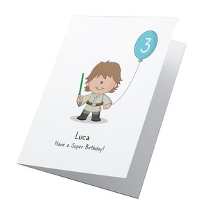 Luke Skywalker Star Wars Personalised Birthday Card, Any Age Birthday Card, Star Wars Birthday Card