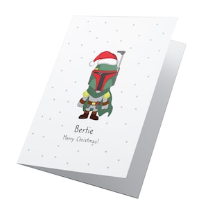Boba Fett Star Wars personalisierte Weihnachtskarte, Star Wars Weihnachten, Kinder Weihnachtskarte, Merry Xmas, Weihnachtskarte, Star Wars